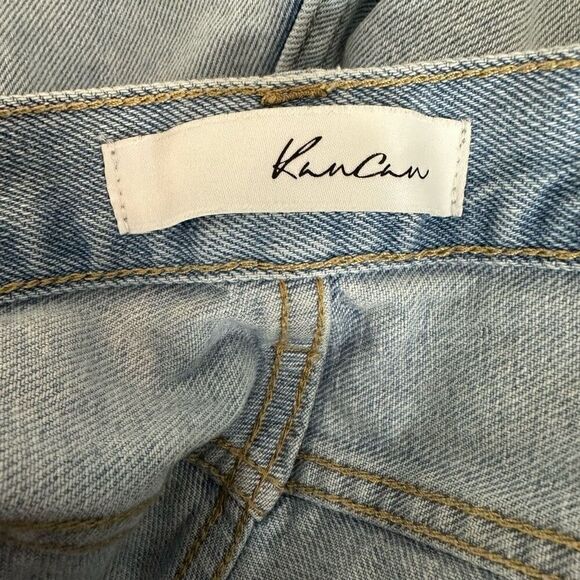 Kancan Sierra High Rise Straight Leg Distressed Jeans Women 15/31 Lightwash Blue - Picture 5 of 11